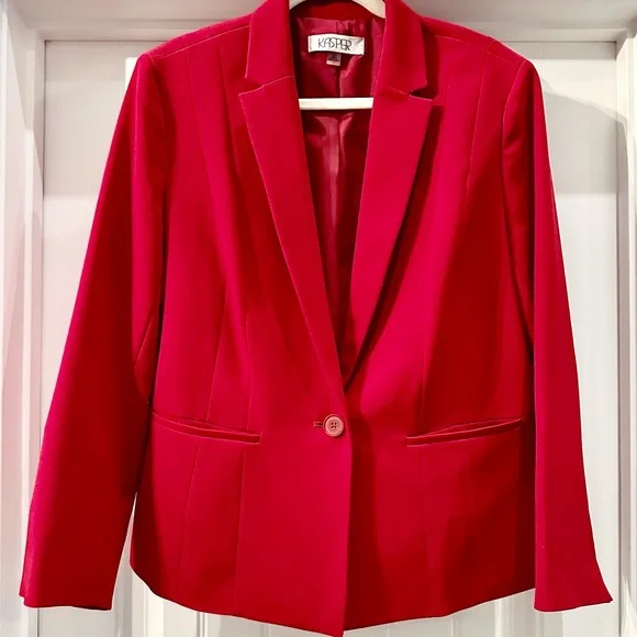 Kasper Jackets Coats Kasper Womens Vibrant Red Suit Jacket